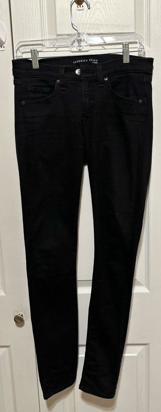 Veronica Beard Brooke 8.5" Skinny Jeans Black Raven Cut Size 27 Premium Stretch